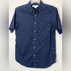 Old Navy Men's Casual Shirt in Navy with Pink Design